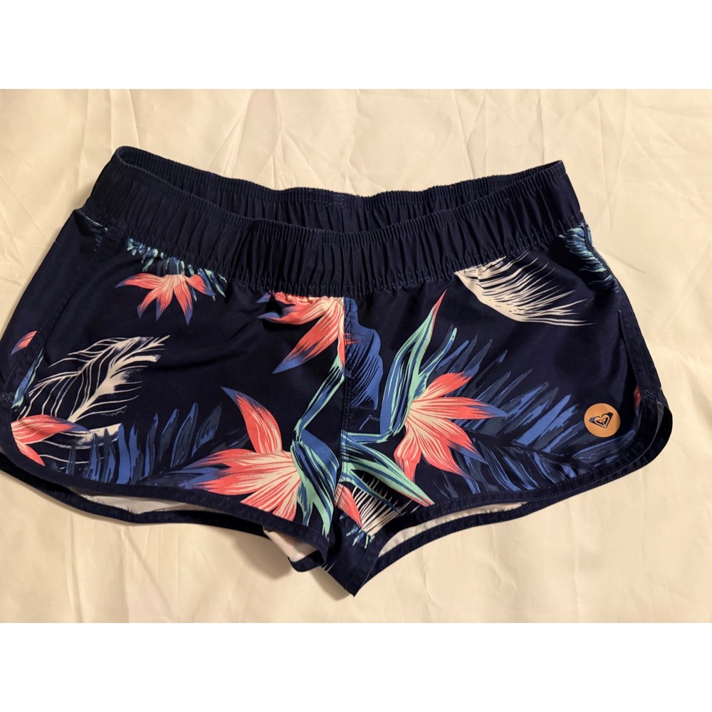 Roxy Navy Blue Tropical Floral Board Shorts Swim Trunks Small